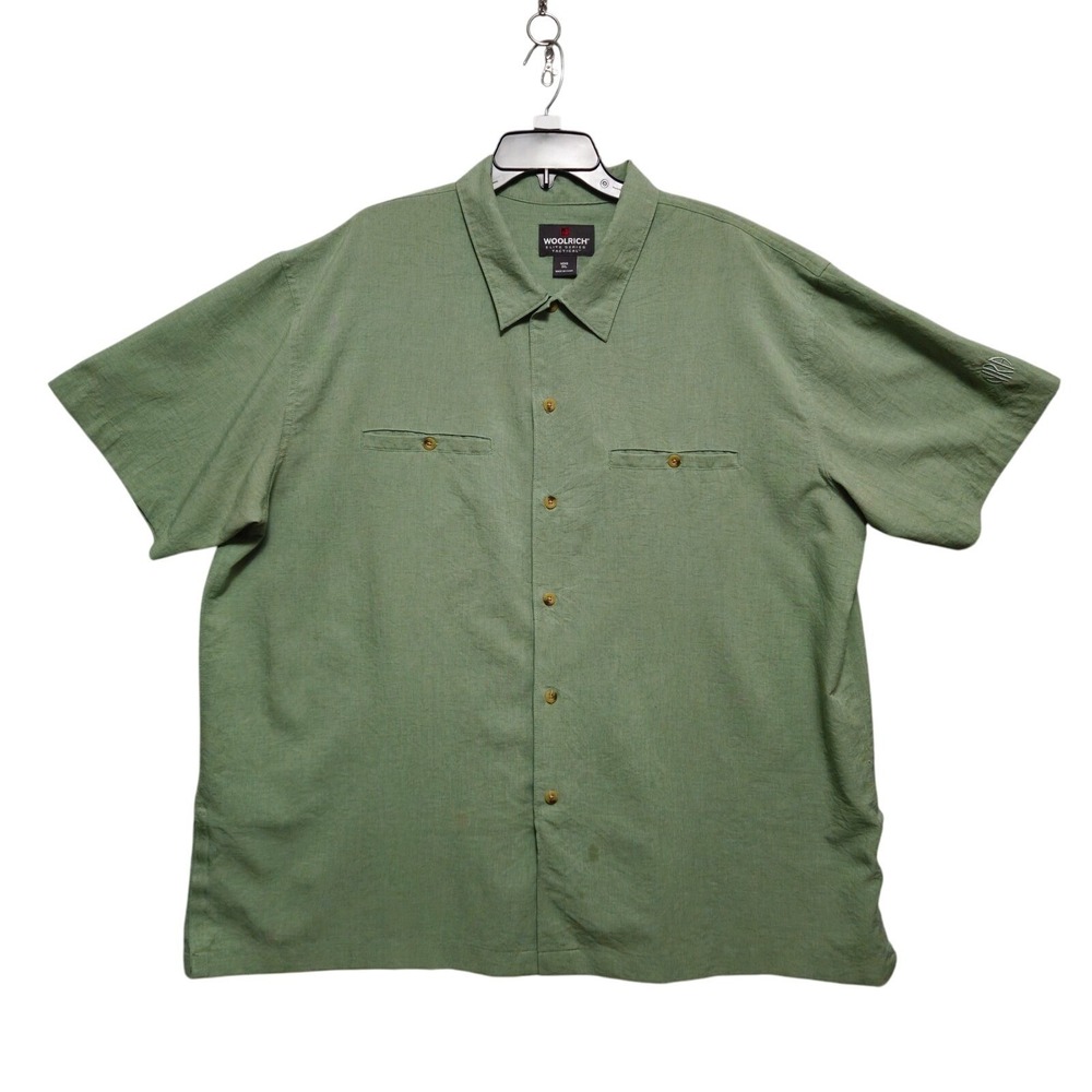 WOOLRICH Elite Series Tactical Mens XXL Sage Green‎ Short Sleeve Button Up Shirt